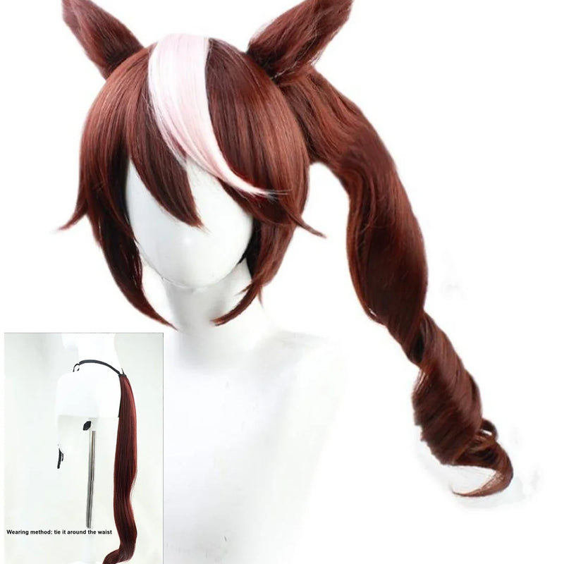 Anime Uma Musume Pretty Derby Tokai Teio Wig Brown ponytail cosplay wig Halloween party wig