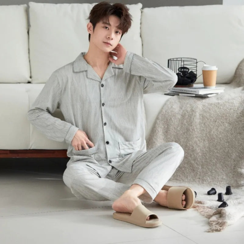 Pajama long sleeved comfortable men's spring and autumn | SAMAG