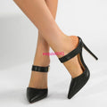 New Women's Metal Trim Pointed Stiletto Heels Shoes Super High Heel Banquet Shoes Dress Shoes Size 35-42