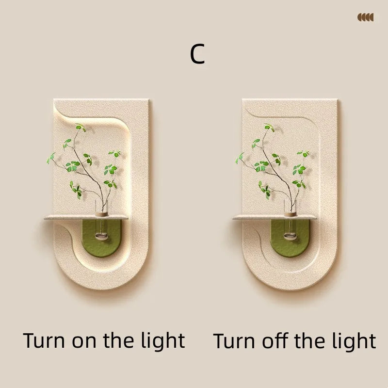 Entrance Decoration Porch Green Plant Ornaments Entrance Corridor LED Wall Lamp Painting High-End Living Room Mural Lamp