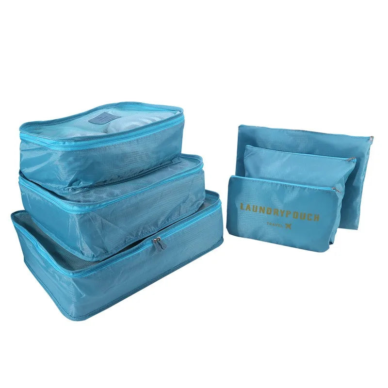 1/6pcsTravel Storage Bag Set for Clothes Tidy Organizer Wardrobe Suitcase Pouch Travel Organizer Bag Case Shoes Packing Cube Bag