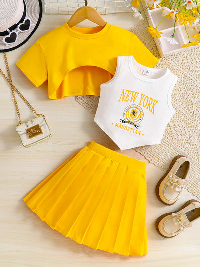 Summer girls' set, breathable and cool solid color | SAMAG