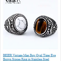 BEIER Stainless steel Cool Unique Black Stone Ring Titanium Steel Retro Old Totem Jewelry For Man Factory Price Sale BR8-334