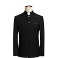 2026 New Men's Stand Collar Long Sleeve Suit Jacket, Asian Size Chinese-Style Slim-Fit Blazer in Dark Blue/Red/Grey/Black/White