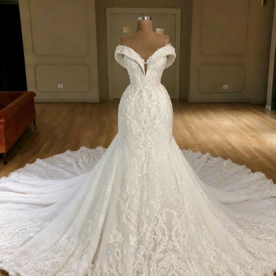 Custom New White Mermaid Big Skirt Wedding Dress | SAMAG