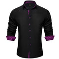 Men's Polyester Cotton Solid Black Shirts Long Sleeve | SAMAG