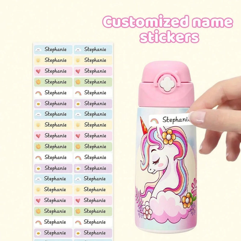 4.6CM Long Custom Name Sticker, Personalized Cartoon Fresh Cute Waterproof Modern School Supply Label, Customized Name Stickers
