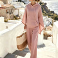 Women 2 Piece Outfit Set Hooded Cape Poncho Top & Wide Leg Pants Loose Loungewear Set Casual Ladies Tracksuit Suit Autumn New