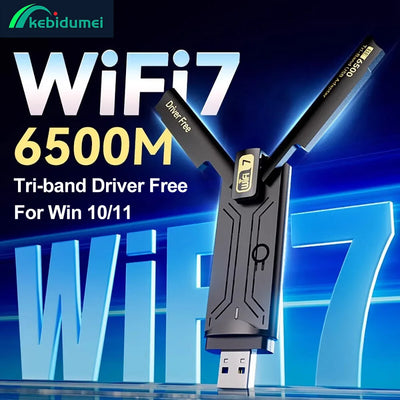 Kebidumei WiFi 7 USB Adapter BE6500 USB3.0 802.11BE Dongle Tri - Band 2.4G/5G/6GHz Network Card For Win10/11 Driver | SAMAG