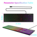 Computer Gaming Keyboard Light Backlit RGB Mute Wired Keyboard USB Office Home Russian French Spanish German Arabic English