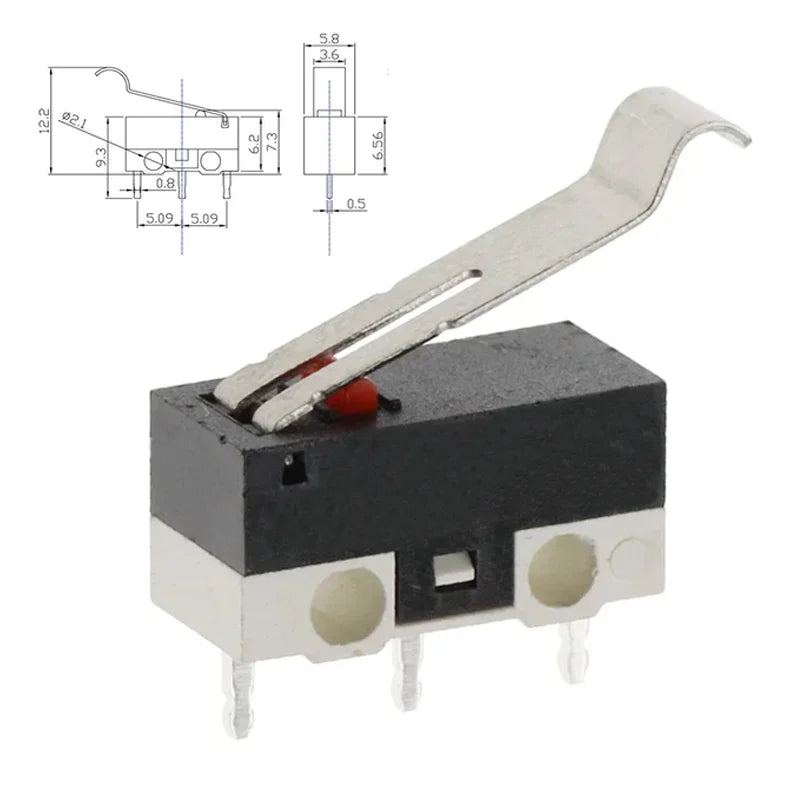 20/100/1000Pcs 3Pin Micro Limit Switch SPDT Momentary Push Button Switch 1A/125V Mouse Switch with Handle Roller
