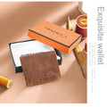 CONTACT'S Genuine Crazy Horse Leather Men Wallets Vintage Trifold Wallet Zip Coin Pocket Purse Cowhide Leather Wallet For Mens
