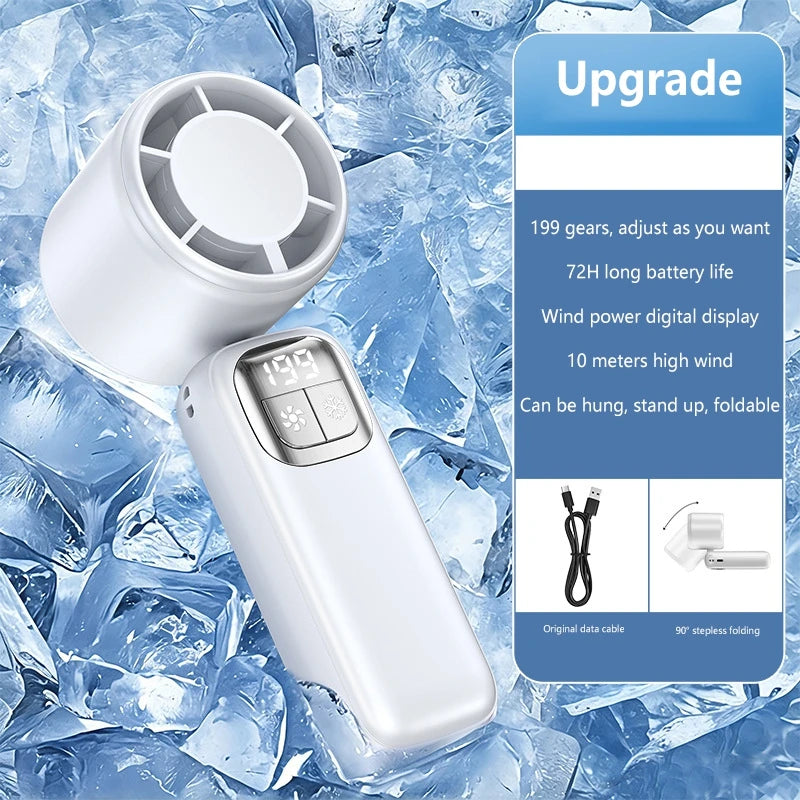 Lenovo Handheld Fan Cooling Ice Cooler Rechargeable USB Brushless Motor 199 High Speed Turbo Jet Fan for Outdoor Travel Office