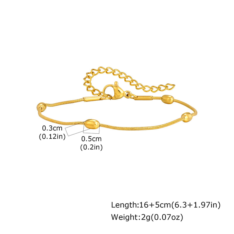 Non Tarnish Stainless Steel Bracelet Gold Plated Stackable for Women, Thin Herringbone Chain Bracelet Waterproof Jewelry Gift