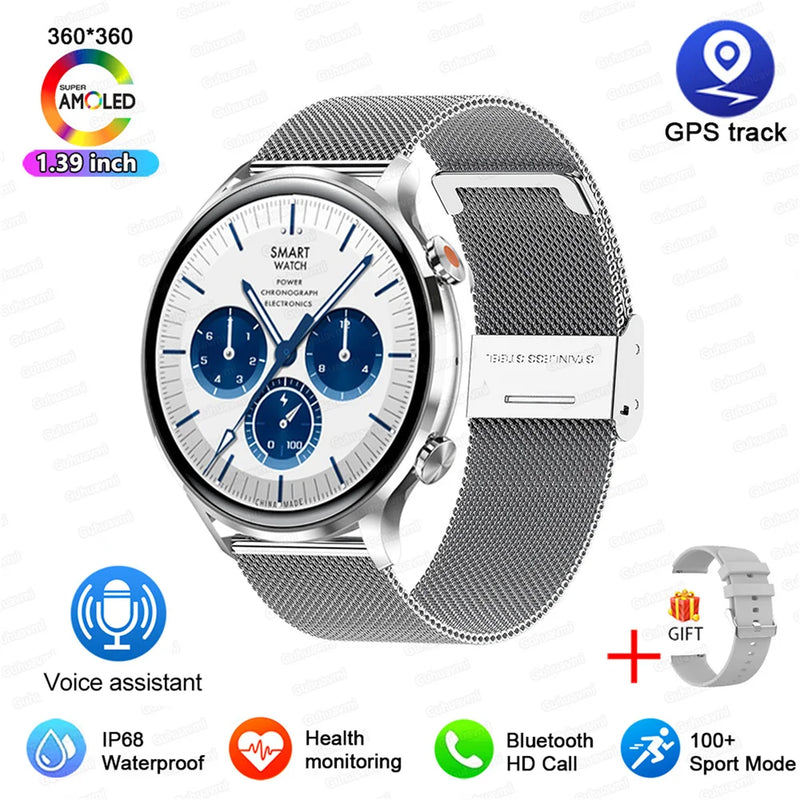 2026 New Smartwatch Women AMOLED HD Screen Always On Display Bluetooth Call IP68 Waterproof GPS Smart Men Watch For Android ios