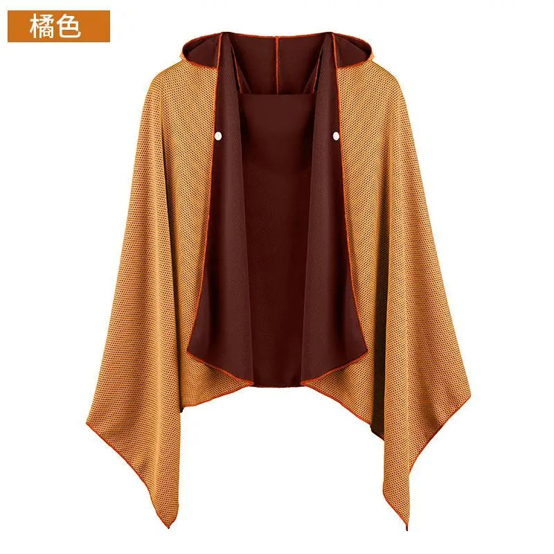 Cool Feeling Hooded Cape Ice Silk Quick Dry Breathable Beach Towel Absorbent Sun Protection Shawl Outdoor Sports Lightweight New