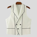 INCERUN Men Vests Printing Color-block Lapel Sleeveless Button Casual Male Waistcoats Streetwear 2025 Fashion Leisure Vests Men
