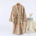 2026Couple's Printed Cotton Loose Fitting Bathrobe Japanese Style Tie Up Kimono Bathrobe Sweat Steaming Cotton Pajamas Robes Men