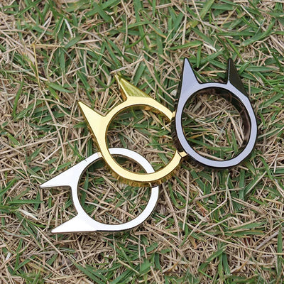 Women Men Cute Cat Ear Rings Self Defense Metal Knuckle | SAMAG