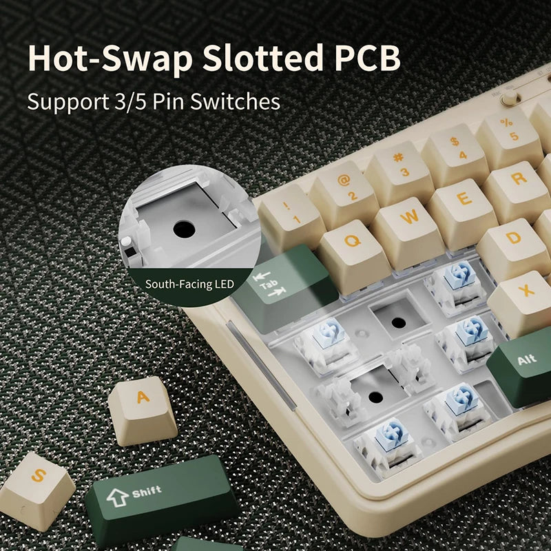 Ajazz AK35I V3/V4 MAX Tri-mode Wired Bluetooth Wireless Gaming Keyboard Gasket Full Key Hot Swap 104 Keys Customized Keyboard