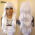 Chocolate Brown Wig Body Wave Lace Front Wig With Bangs 13x4 HD Synthetic Lace Frontal Wig for Women Glueless On Clearance Sale