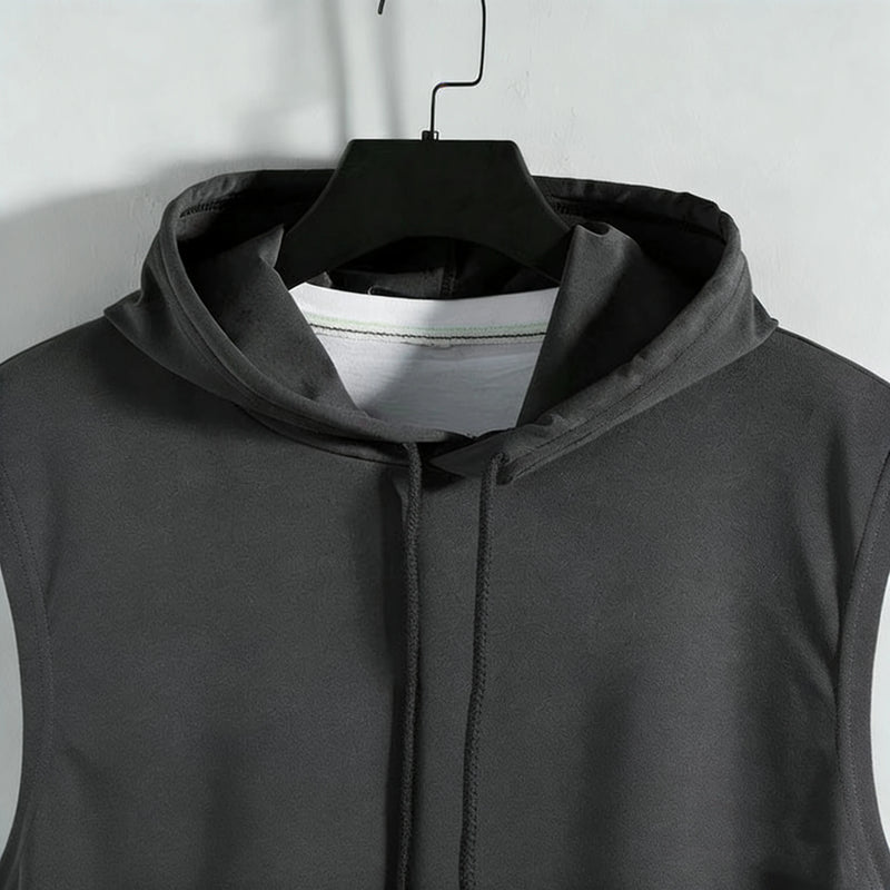 New sleeveless vest top for men with a casual temperament, trendy and lazy men's youth, trendy and trendy hooded (non removable)