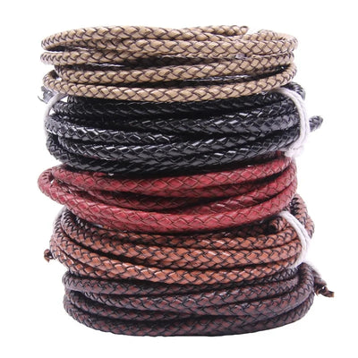1/2meters/Pack Round Braided Genuine Leather Cords 3/4/5/6mm Vintage String For Bracelet Jewelry Making | SAMAG