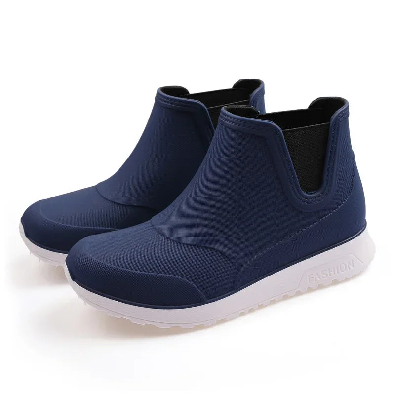Men's Outdoor Hiking Rain Boots  Weight Rain Beach Non Slip Shoes Fishing Rain Black Work Shoes Durable Waterproof Rubber Shoes