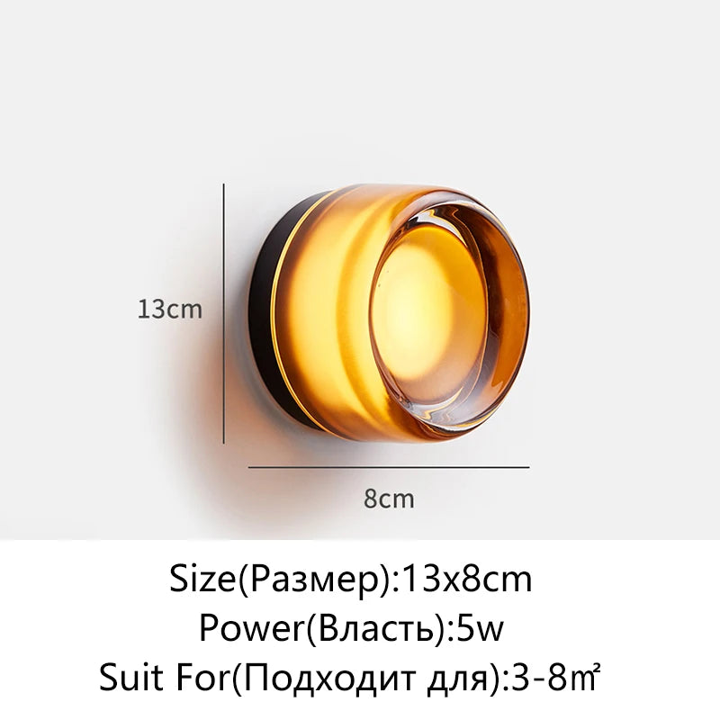 Modern Circular Wall Lamp LED Glass Wall Lamp Sconce Living Room Corridor Bedroom Bathroom Home Decoration Indoor Lighting
