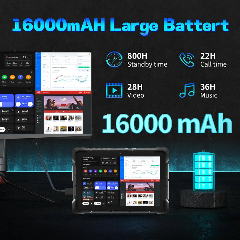 10.1" Industrial Rugged Tablet 1920*1200 600nit 8GB RAM 128GB IP67 Windows 11 Pro Tablet PC Intel N4120 HDMI WiFi RS232