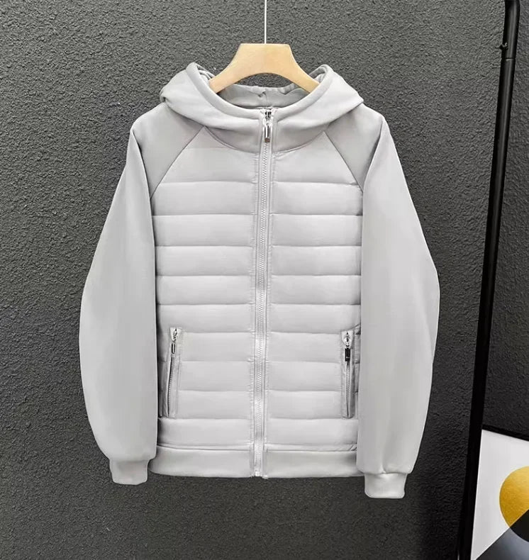 Trendy Hooded Solid Color Cotton Coat Jacket Grey Black White Loose Fit Versatile Casual Unique Couple Style Jacket For Men