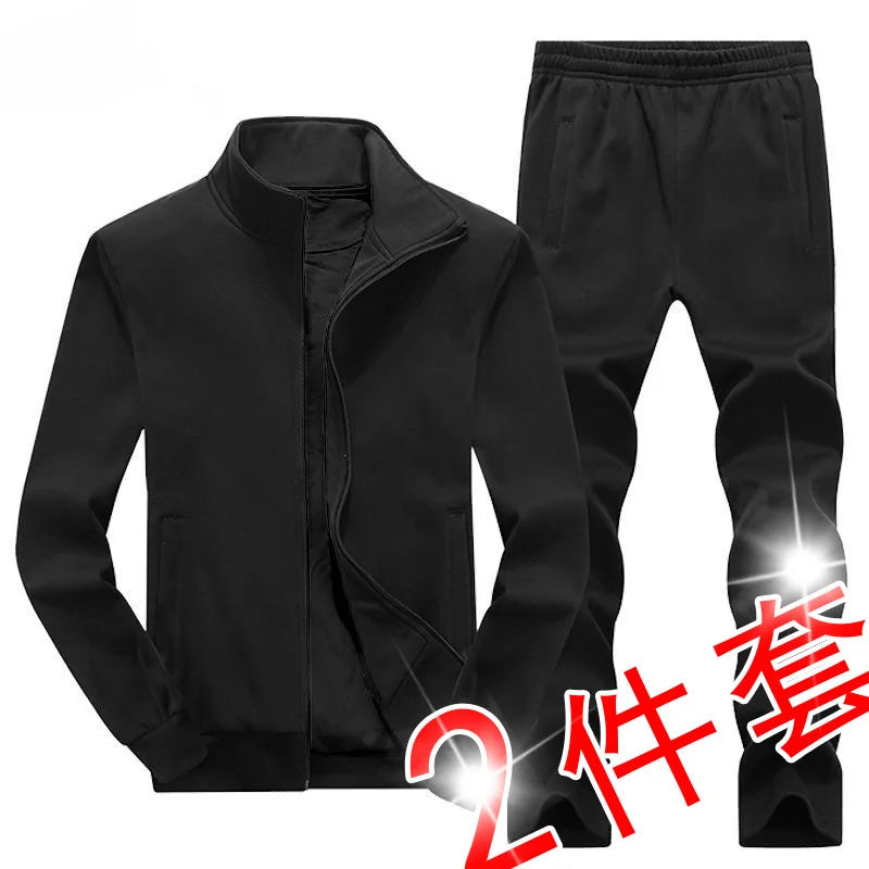 Middle aged and elderly men's two - piece casual wear and sportswear set, long sleeved public edition solid - View 2 | SAMAG