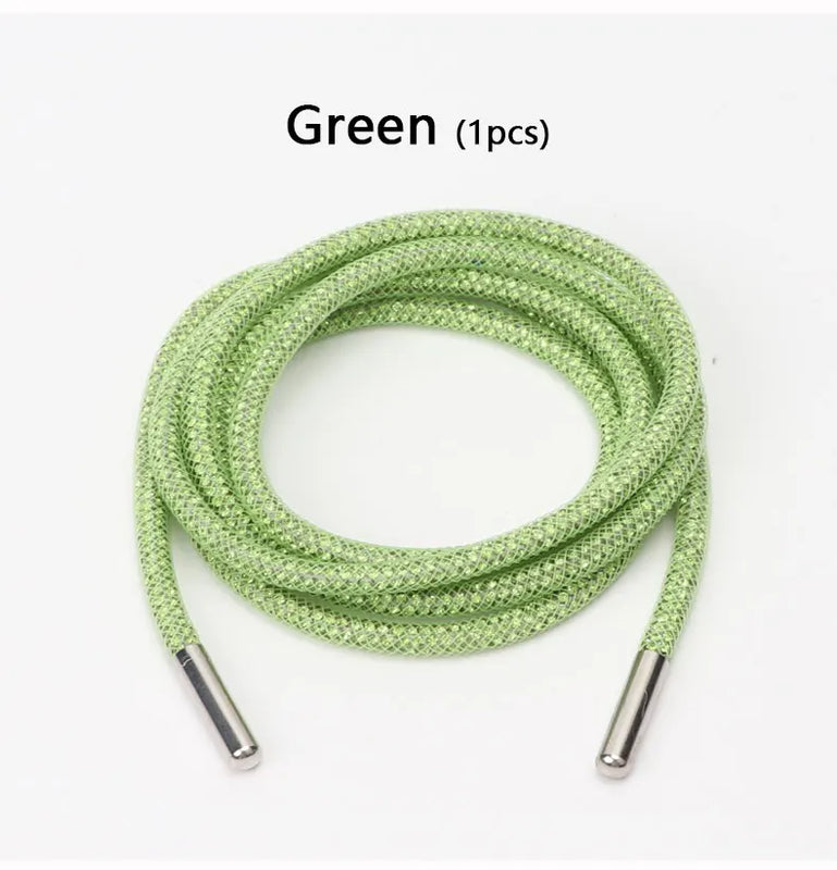 Colorful Shiny Shoestrings Sneakers Luxury Crystal Rhinestone Rainbow Diamond Shoelaces Round Clothes Bags Belt Shoe Accessories