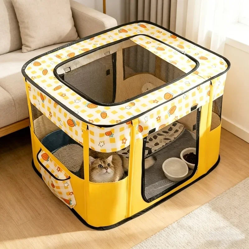 Foldable Oxford Cloth Pet Playpen Indoor Outdoor Tent Fence Easy Assemble Portable Pen Puppy Cat Small Animal Daily Supplies
