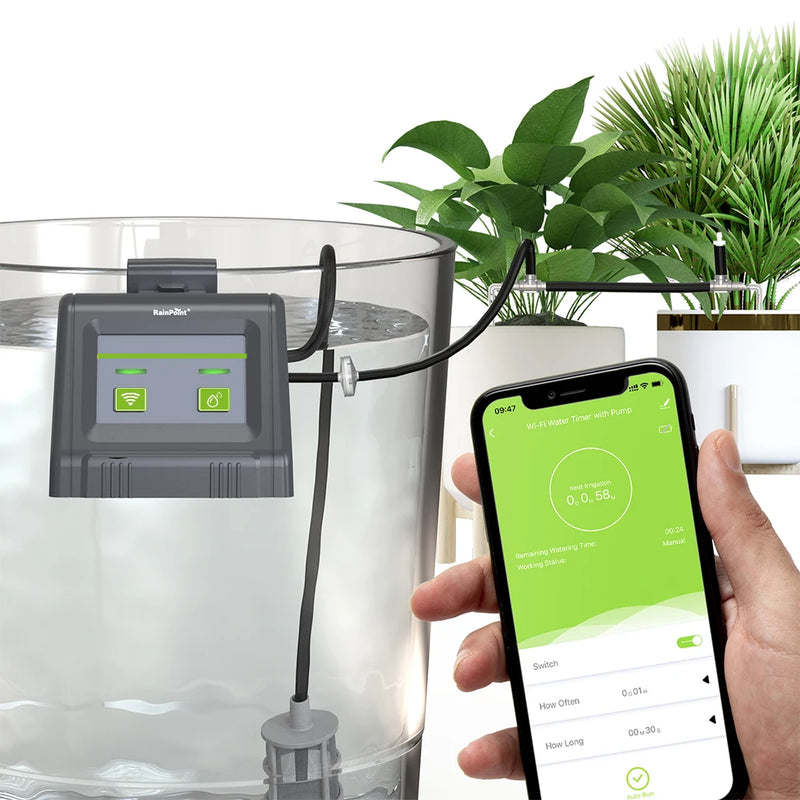 RAINPOINT Tuya Automatic Watering System 10 Plants Auto Drip Irrigation Kit Water Tank Pump Timer APP & Voice Remote Controller