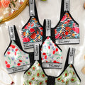 3 Pack Women's Wireless Bra, Mixed Fruit Print Front Closure Shiny Trim Comfort Bralette
