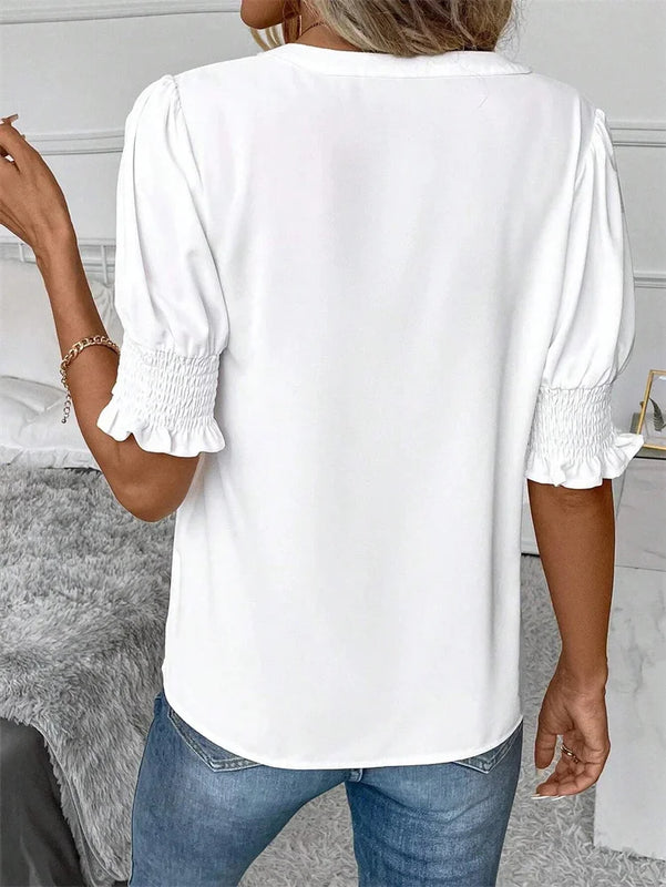 Women Summer Style Blouses Shirts Lady Casual Short Puff - View 2 | SAMAG