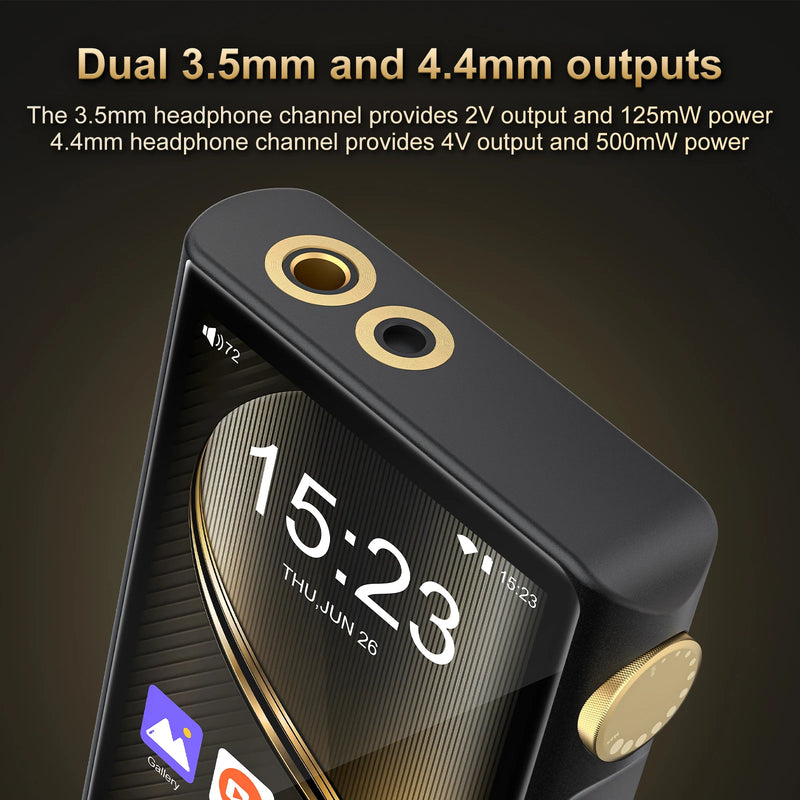 Hi Fi MP3 Player with Bluetooth and WiFi, Android 12, Lossless DSD High-Resolution Digital Audio, 32GB/80GB Memory, up to 512GB