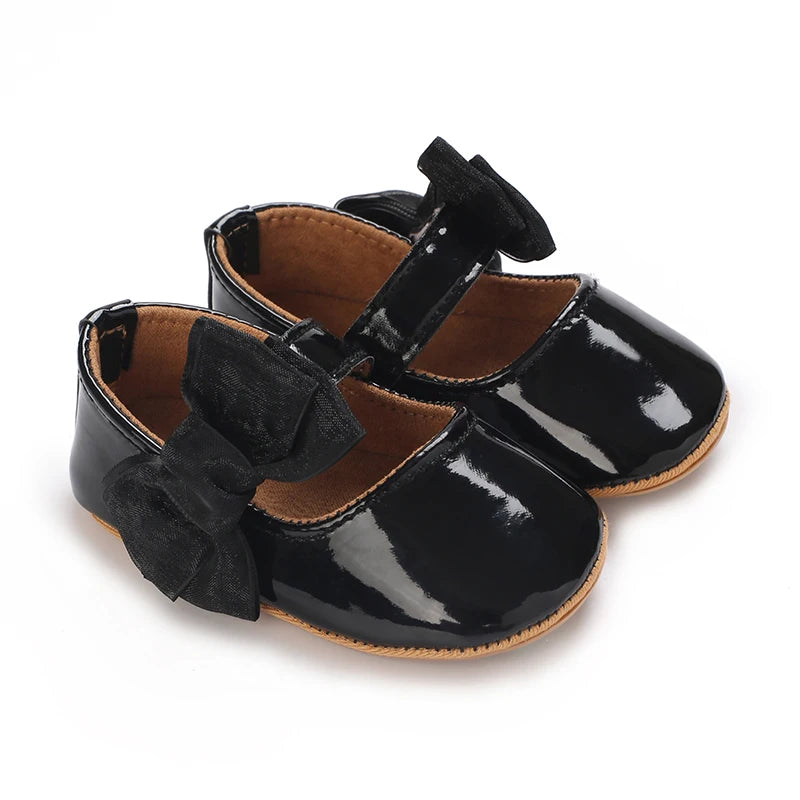 Baby Newborn Girl Princess Anti slip Bow Shoes Preschool Children's Soft PU Leather Walking Shoes  Series First Walking Shoe