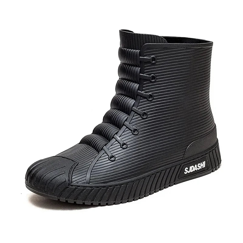 Fashionable Anti-Slip Short Rain Boots Men's Work Shoes Waterproof Kitchen Chef Rubber Shoes Men's Car Wash Fishing Work Water S