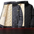 Men's Fleece Lined down Cotton Jacket Basketball Sport Coat Warm Stylish City Fashion Loose Fit Long Sleeve Stand Collar