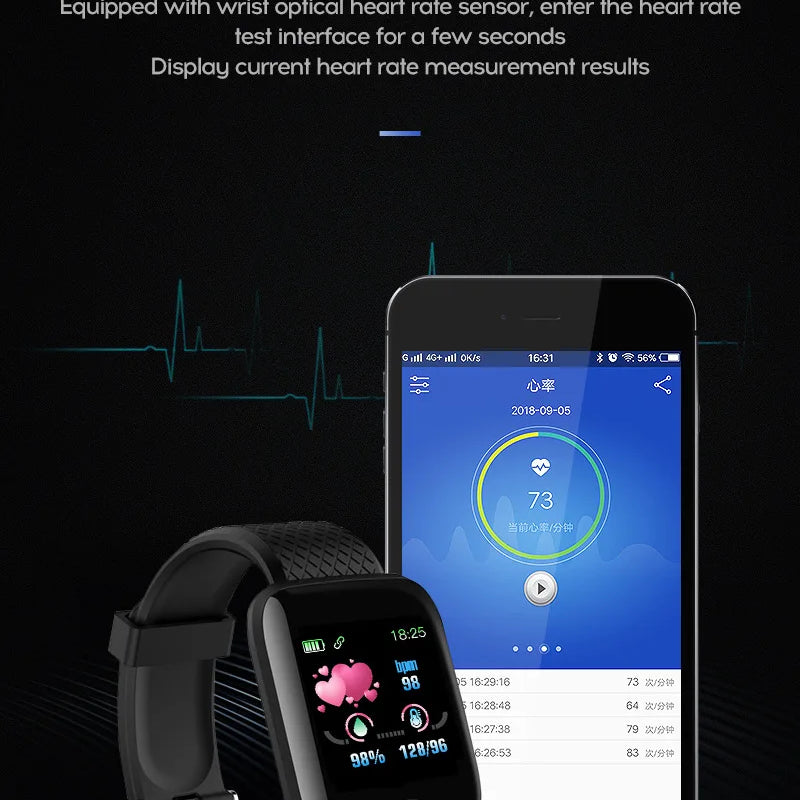 116plus Smart Watch Men and Women Full Touch Screen Sport Fitness Watch Man IP67 Waterproof Bluetooth For Ios Android Smartwatch