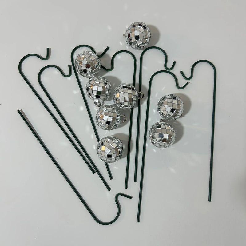 8 Garden Miniature Stake Decorations, Mini Garden Ornaments, Fairy Magic Theme Decor, Disco Ball Glitter Micro Landscape Bonsai