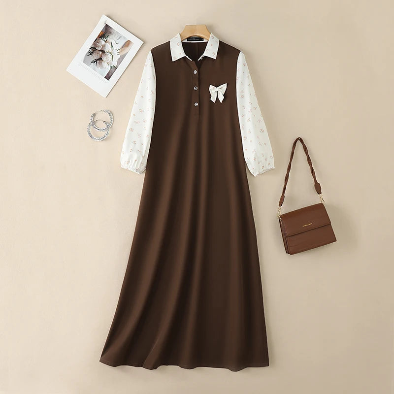 Women's Muslim Modest Fashion Maxi Dress Half Buttons | SAMAG