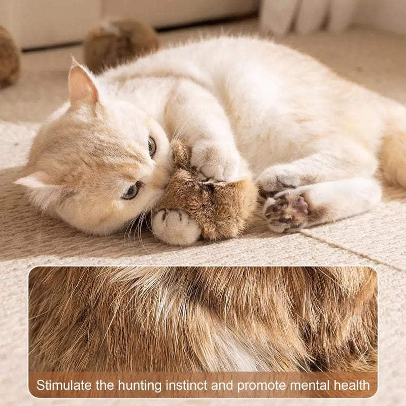 Cat Bunny-kick Ball Furry Ball Cat Toy Soft Fluffy Rabbit Fur Pom Pom Balls Washable Indoor Exercise Toy Stimulates Hunting Play