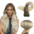 Full Shine Human Hair Weft Extensions Hair Bundles Ombre Blonde Color 100g Sew In Silky Straight Remy Skin Double Weft For Salon