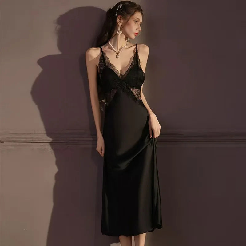 Sexy Lace Long Nighty&robe Set Spring Summer | SAMAG