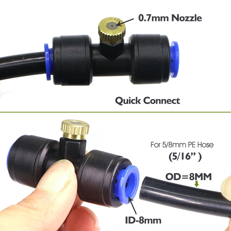 0.7MM Brass Nozzle 60W Self-Priming Pump Timing Misting Spray Kit for Garden Plants Farm Automatic Atomization Cooling System