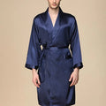 Summer Silk Bathrobe Man Nightrobes Large Size Ice Silk Printed Pajamas One-piece Robe Male Loungewear Men Kimono Home Mens Robe