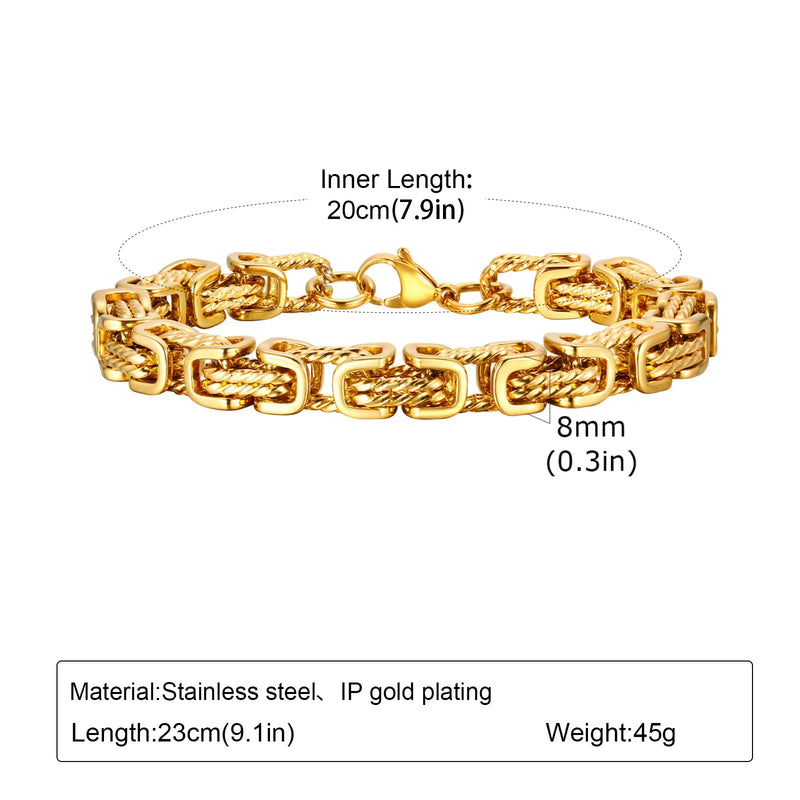 Gold Color Men's Chain Bracelet, Hip Hop Stainless Steel Chunky Wristband, Rock Punk Jewelry Gift for Dad - Visuel 15 | SAMAG